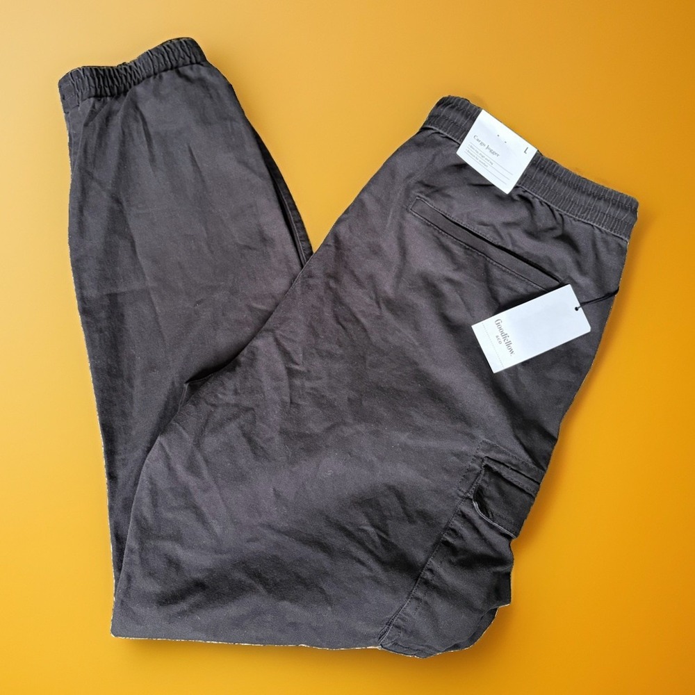 Goodfellow & Co Men's Cargo Jogger Pants Black Size Large NEW NWT Canvas Stretch